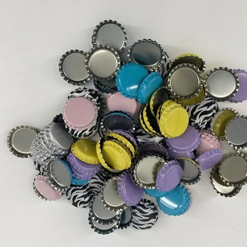 120 Assorted Metal Bottle Caps Crafts Home Brewing DIY Mixed Colors & Zebra New